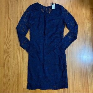 Windsor Navy Blue Long Sleeve Lace Dress
